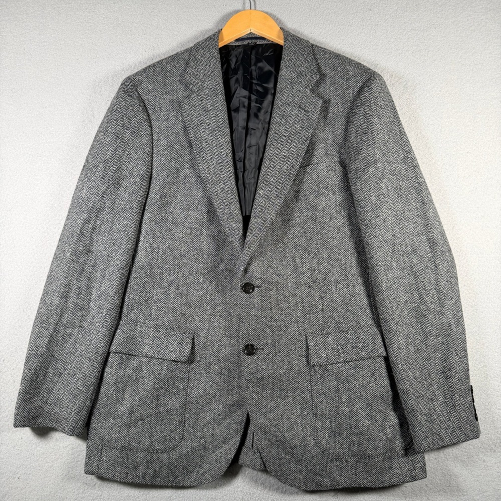 J.Crew Ludlow Slim Blazer 44R Grey Herringbone Moon British Wool Blend C8778